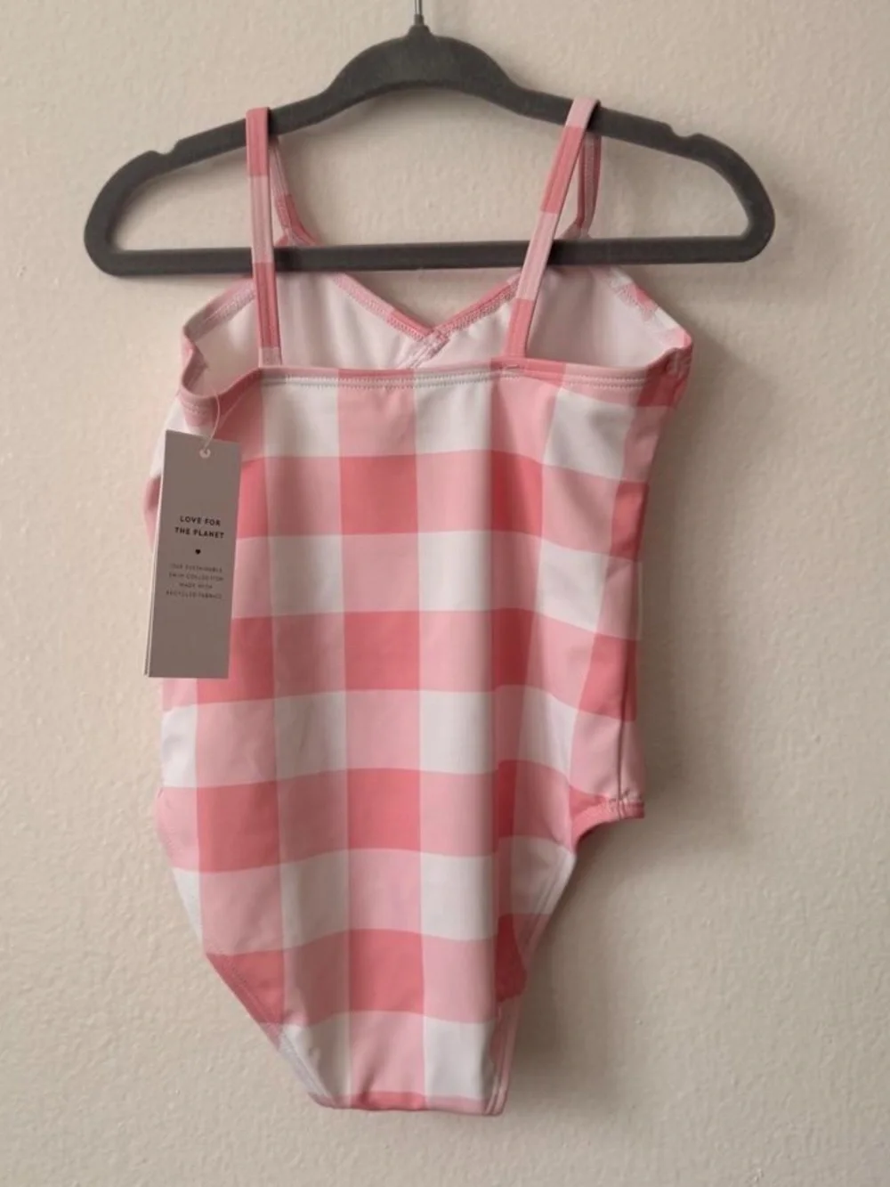 Janie and Jack Girls Pink Gingham Ruffle One Piece Swimsuit Size 2T NWT